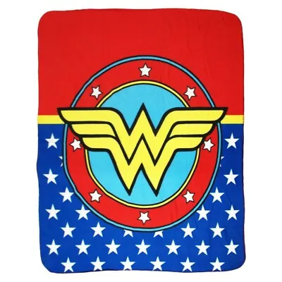 New Logo Wonder Woman Fleece Blanket DC Comics Throw Gift Justice League Shield • $26.27