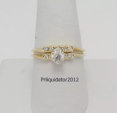 Vintage 1/2CT Diamond Anniversary Wedding Ring Bridal Set 14K Yellow Gold • $399.99