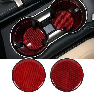 2x Red Carbon Fiber Car Cup Holder Pad Water Cup Coaster Slot Non-Slip Mat Parts • $7.58