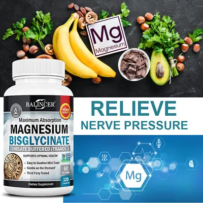 Magnesium Bisglycinate Capsules Best Chelated Magnesium Supplement Vegan • £9.01