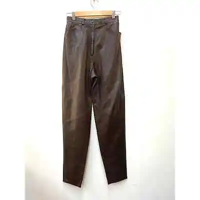 $54.95 • Buy Vintage Vakko Brown Leather Lined Moto Jean Style Pants Women's Size 8