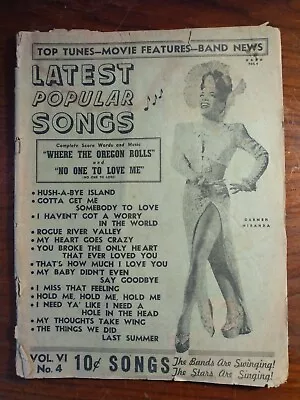 Latest Popular Songs 1946 Music Magazine Carmen Miranda Cover-Top Tunes Band New • $25