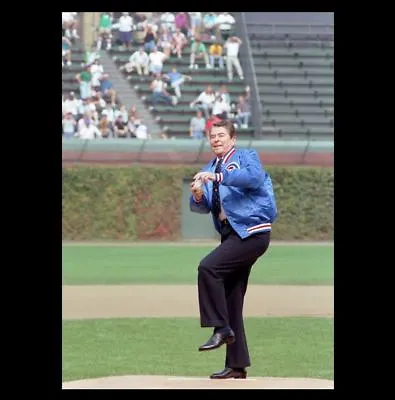 Ronald Reagan First Pitch PHOTO Wrigley Field Chicago Cubs Baseball Team • $5.68