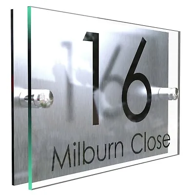 Contemporary HOUSE SIGN / PLAQUE / DOOR / NUMBER / GLASS EFFECT ACRYLIC • £5.99