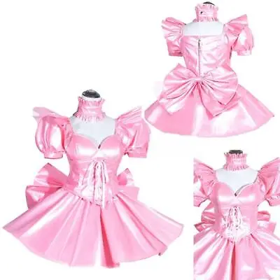 French Maid Girl Sissy Lockable Pink PVC Dress Cosplay Costume Tailor-made • $68.50