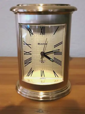 Vintage Bulova Brass Mantel Clock No. 4RE720 With Alarm NM CONDITION • $50.75