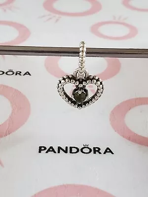 Genuine Pandora Silver Dangle Beaded  ❤ Heart ❤ Birthstone  Charm 925 ALE • £12