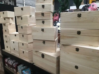 £14.99 • Buy CLEARANCE Wooden Craft Box Pine Treasure Chest Storage Memory   Gift Personalise