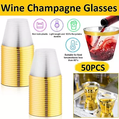 Wine Glass Champagne Glasses Drink Cup Cocktail Wedding Party Gold Glass 360ml • $25.99