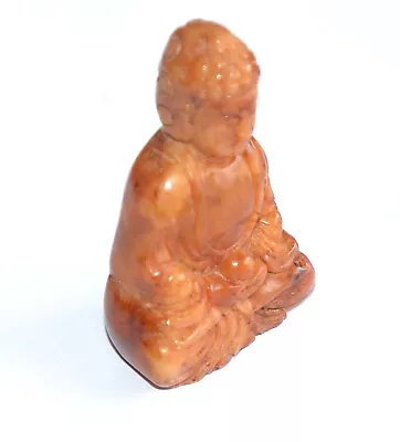 Nephrite Jade Carved Sculpture Seated Shakyamuni  Buddha Praying ( Brown Jade) • £25