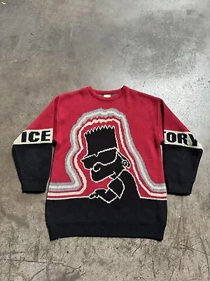 Vintage Iceberg History Bart Simpson Sweater Pullover XXL Rare Red  • $400