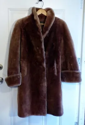 Laskin Mouton Genuine Dyed Lambskin Full-length Lined Fur Coat '50's Era • $225