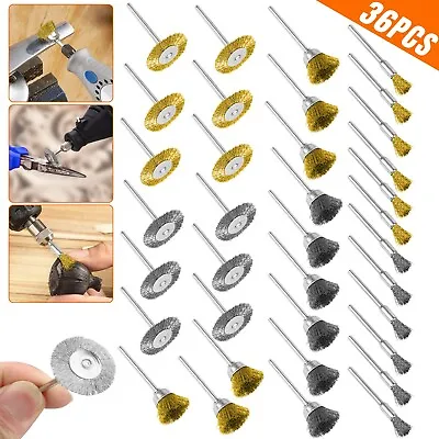36Pcs Brass Wire Wheel Cup Pen Brush Mix Set For Dremel Rotary Tool Die Grinder • $11.98