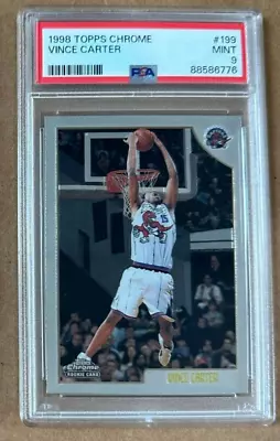 1998 Topps Chrome Basketball #199 Vince Carter PSA 9 Graded Rookie Card • $60