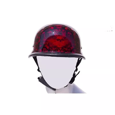 Burgundy  Skull Graveyard German Style Novelty Motorcycle Helmet Cruiser • $49.50