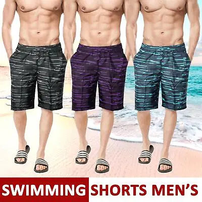 Mens Swimming Trunks Mesh Lined Surfing Shorts Summer Beach Holiday Board Pants • £9.89