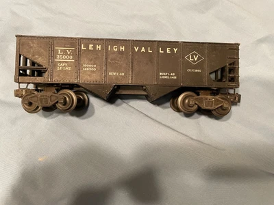 $14.99 • Buy O27 Lionel 6456 Postwar Lehigh Valley Black Hopper Car W/diecast Trucks VG