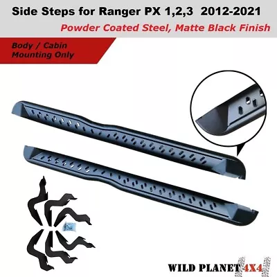 Side Steps For Ranger/BT50 PX 123 MK 2012-2020 Heavy Steel Powder Coated Side Bo • $272.95