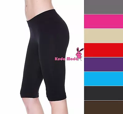 Hot Stretch Bike Shorts Athletic Spandex Leggings Knee Length Free Size • $4.50