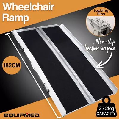 EQUIPMED 182cm Folding Wheelchair Ramp 272kg Rated Portable Access Aluminium • $295