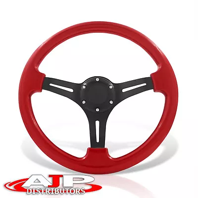 6-Bolt Red JDM VIP Aluminum Racing Drift Deep Dish Horn 14  350mm Steering Wheel • $44.99