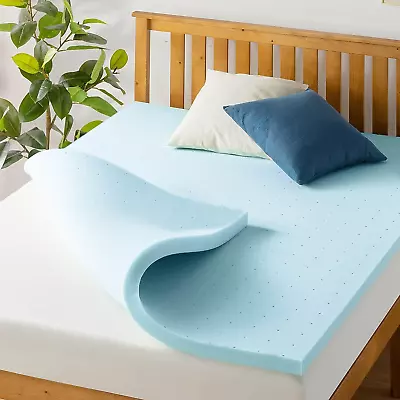 1.5 Inch Ventilated Memory Foam Mattress Topper Cooling Gel Infusion Certipur- • $34.51