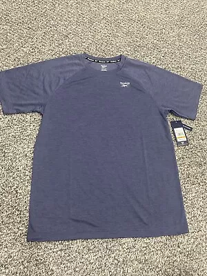 Reebok Mens Speed Jacquard SS Active Top-Medium-Nightshadow Blue-Brand New W Tag • $5