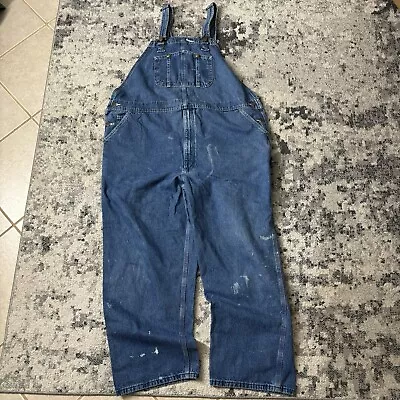 Carhartt Denim Bib Overalls R07DST Blue Size 46x30 • $50