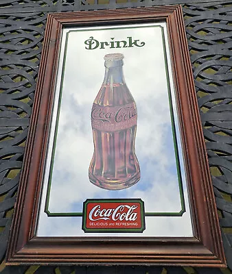 Vintage Style COCA - COLA Wooden  Framed Mirror - Advertising Wall Picture • £5