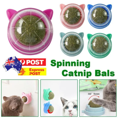 $7.99 • Buy Rotatable Cat Catnip Treat Toy Snack Licking Ball Kitten Pet Molar Mint Toys AU