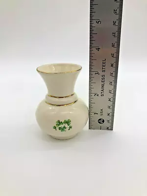 Vintage Carrigcraft Ireland Small Vase Shamrock Clover Gold Trimmed 3 1/4  • $15.50