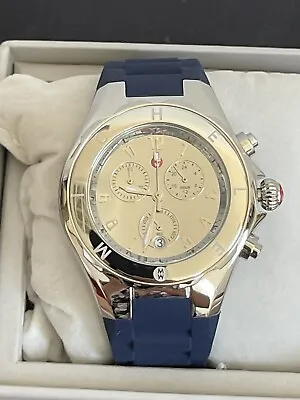 (ON SALE) NWT MICHELE Silver Navy Tahitian JELLY BEAN WATCH MWW12F000100 $445 • $258