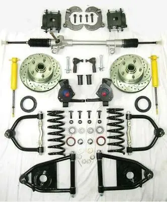 Complete Mustang II Manual IFS Front End Suspension Kit 2  Drop 11  Chevy Rotors • $1240