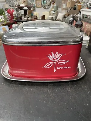 $40 • Buy Mid Century Lincoln Beautyware Cake Carrier Birthday Chrome Square 1950s Vintage