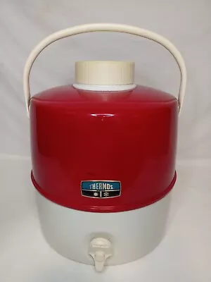 Vintage 1960s Thermos Picnic Water Beverage Jug Hot-Cold Red & White 2 Gallon • $28.97