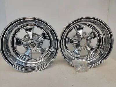 Pair Of Vintage NOS ET Rocket Racing Chrome Mag Wheels 15x8 - 5x5.5  BP • $749.95