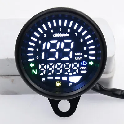 Universal Digital Motorcycle Speedometer LCD Odometer Tachometer Gauge Meter • $22.79