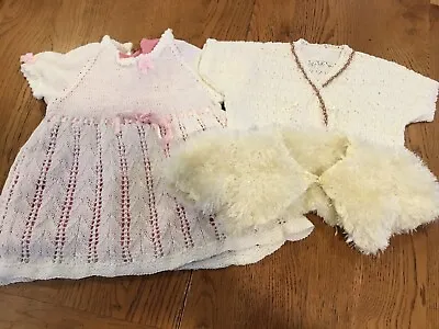 Baby Girls Hand Knitted Bundle Dress/ Cardigans - Age 6-9 Months • £3