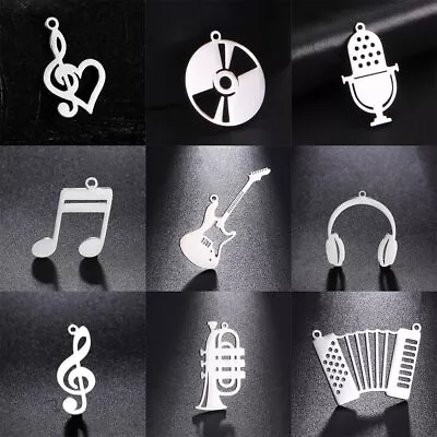 5pcs Music Note Guitar Charm Pendant Stainless Steel Charms For Jewelry Making • $7.49