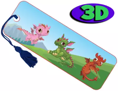 Baby Dragon Moving 3D Hologram Bookmark With Tassel Book Place Holder 15X5 CM    • £2.31