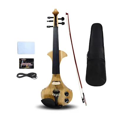 Electric Violin 5 String Solid Wood Violin Kit Ebony Fittings With Bow And Case • $289