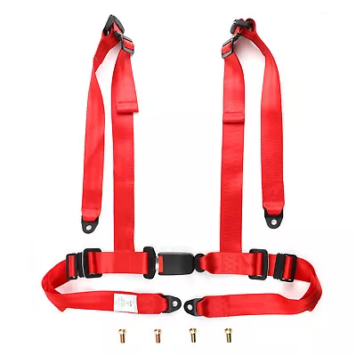 Universal Racing Harness Red Black 4 Point Seat Belt 3  Snap On Quick Release • $29.88