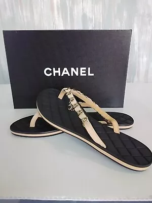 Chanel 2015 Interlocking CC Flip Flop Size US6/EU37 With Box • £522.45