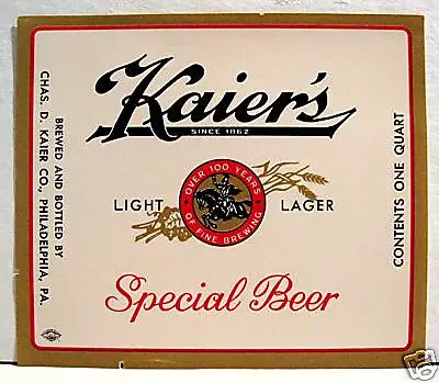 Kaier's Special Beer Bottle Label Philadelphia Pa • $5.99