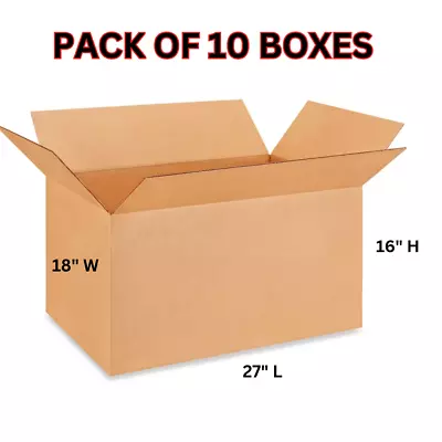 27 In X 18 In  X 16  Extra Large Moving Packing Shipping Box Heavy Duty 10 PACK • $69.99