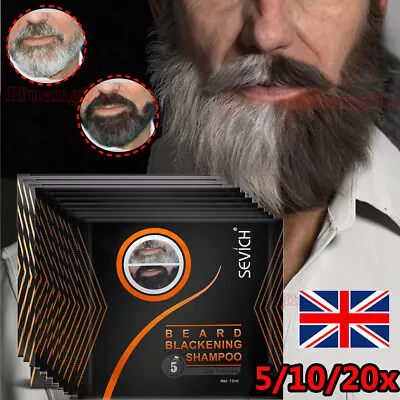 20~5x Sevich Men's Beard Hair Colour Dye Tint Cream Moustache Blackening Shampoo • £6.95