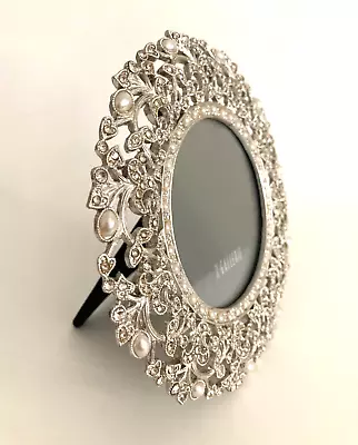 Z Gallerie Jeweled Faux Pearl And Clear Rhinestone Picture Frame Silver New • $39.95
