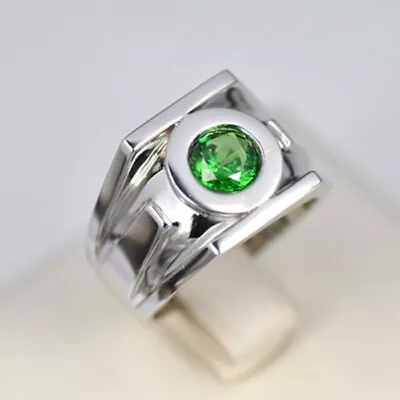 2Ct Round Cut Green Emerald Men's Classic Engagement Ring Green Lantern Size N-T • £117