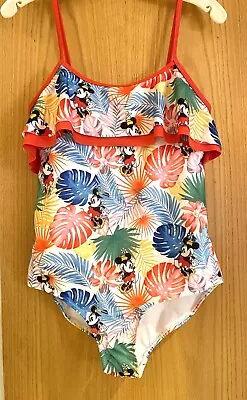 Minnie Mouse Disney Bathing Suit Large Red Blue Green Palms One Piece New • $20