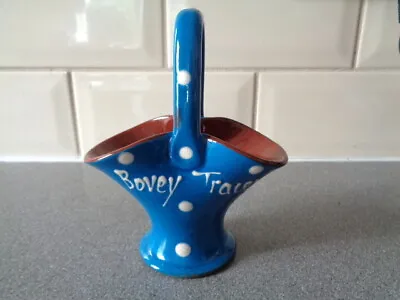 £4.50 • Buy Vintage Devon Pottery Bovey Tracey Posy Vase Blue With White Polka Dots